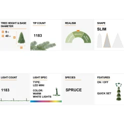 Best The Holiday Aisle 9Ft Slender Flocked/Frosted Spruce Christmas Tree With 500 Led Lights