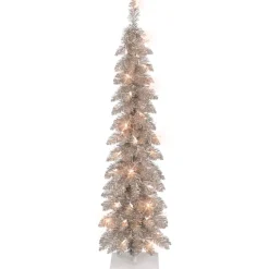 Best Sale The Holiday Aisle Giany 4' H Slender Gold Pine Christmas Tree With 50 Lights