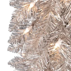 Best Sale The Holiday Aisle Giany 4' H Slender Gold Pine Christmas Tree With 50 Lights