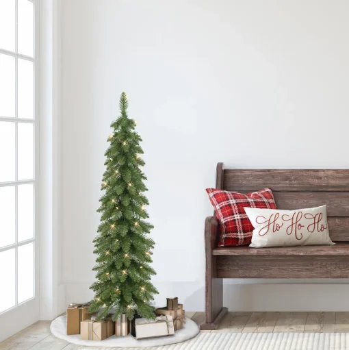 New The Holiday Aisle Glendower Slender Green Pine Christmas Tree With 50 Lights