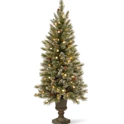 Best Three Posts Glittery Bristle Realistic Artificial Pine Christmas Tree With 150 Led Lights