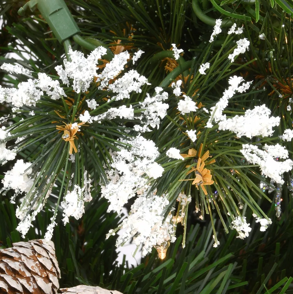 Cheap The Holiday Aisle Glittery Green Artificial Pine Flocked Christmas Tree Pinecones