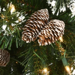 Cheap The Holiday Aisle Glittery Green Artificial Pine Flocked Christmas Tree Pinecones