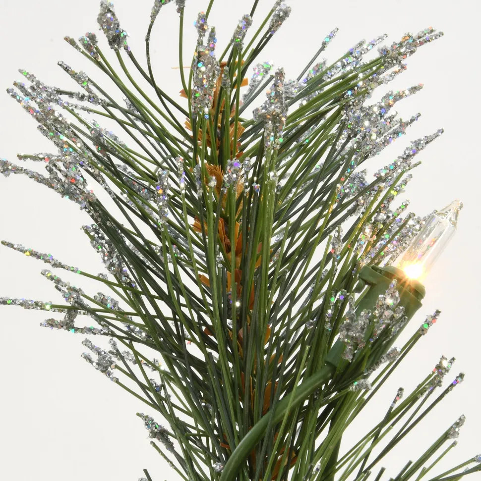 Cheap The Holiday Aisle Glittery Green Artificial Pine Flocked Christmas Tree Pinecones