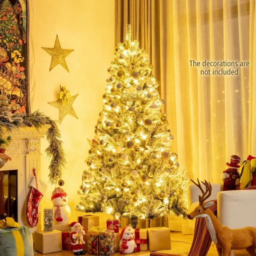 Online The Holiday Aisle Green And White Flocked/Frosted Christmas Tree With Led Lights