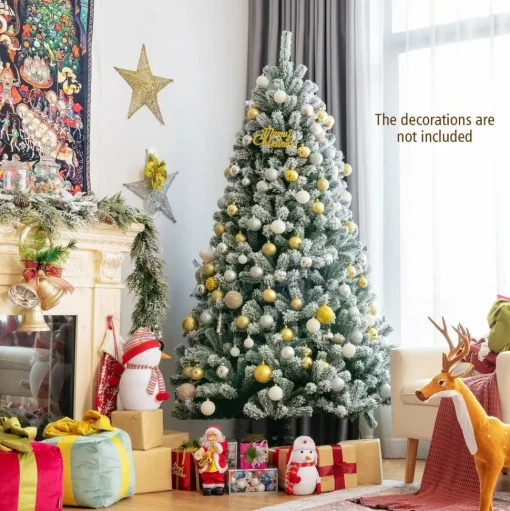 Online The Holiday Aisle Green And White Flocked/Frosted Christmas Tree With Led Lights