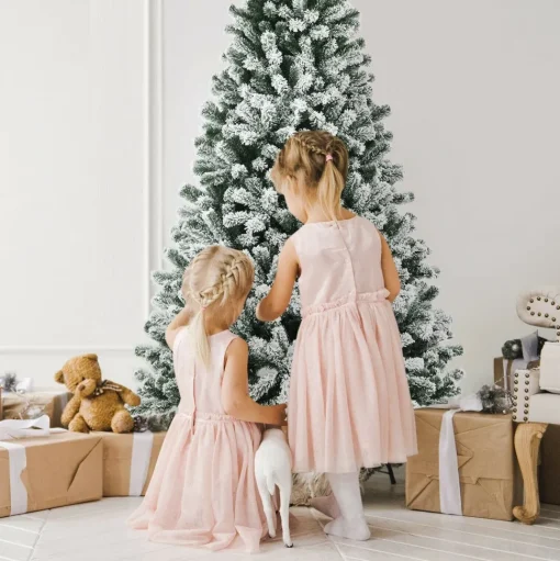Online The Holiday Aisle Green And White Flocked/Frosted Christmas Tree With Led Lights