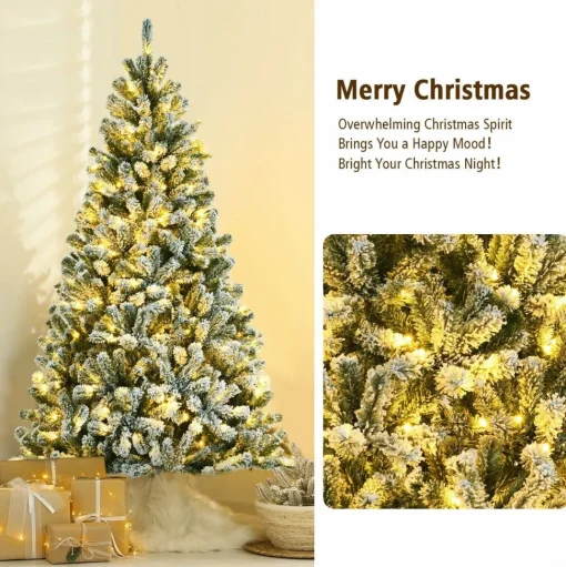 Online The Holiday Aisle Green And White Flocked/Frosted Christmas Tree With Led Lights