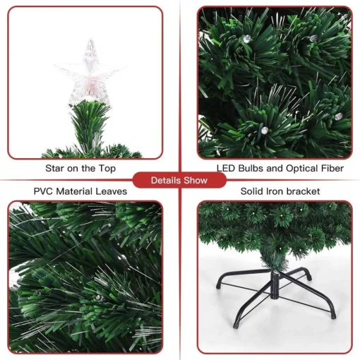 Flash Sale The Holiday Aisle Green Christmas Tree With Fiber Optic Twinkling Lights
