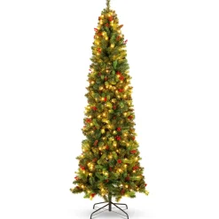 Store The Holiday Aisle Green Pine Artificial Christmas Tree With Clear/White Lights
