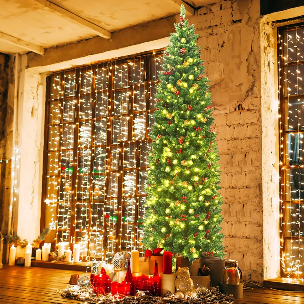 Cheap The Holiday Aisle Green Pine Cashmere Christmas Tree With 150 Led Lights And Pinecones