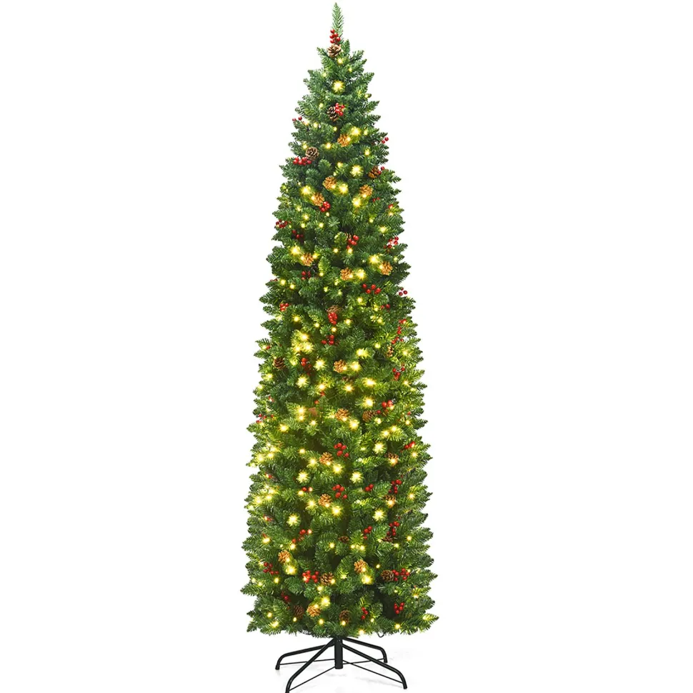 Cheap The Holiday Aisle Green Pine Cashmere Christmas Tree With 150 Led Lights And Pinecones
