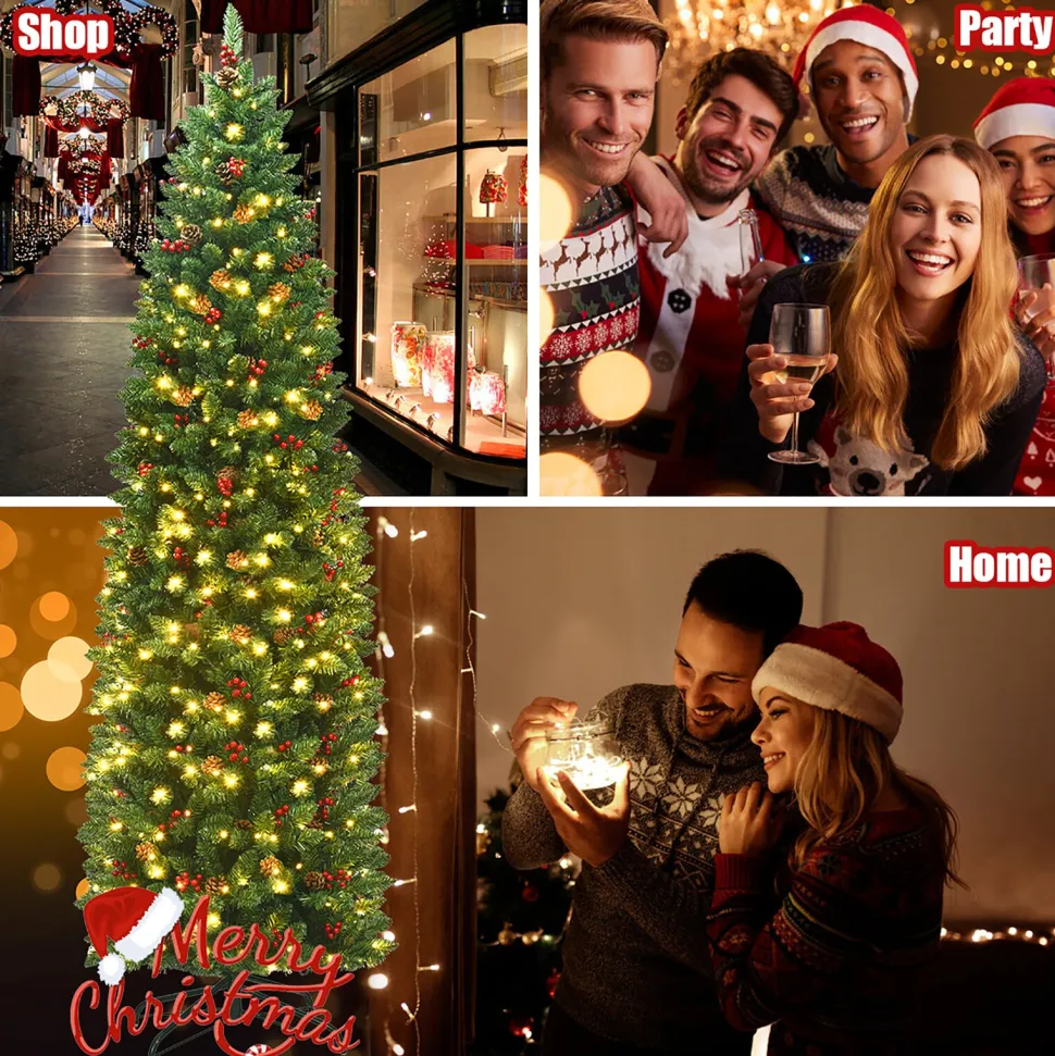 Cheap The Holiday Aisle Green Pine Cashmere Christmas Tree With 150 Led Lights And Pinecones