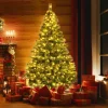 Cheap The Holiday Aisle Green Pine Christmas Tree With Led Lights And Pinecones