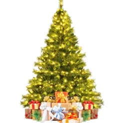 Cheap The Holiday Aisle Green Pine Christmas Tree With Led Lights And Pinecones