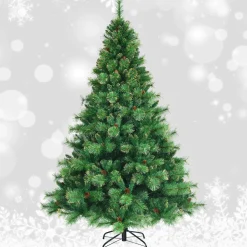 Cheap The Holiday Aisle Green Pine Christmas Tree With Led Lights And Pinecones