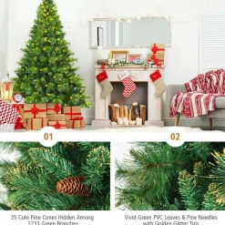 Cheap The Holiday Aisle Green Pine Christmas Tree With Led Lights And Pinecones