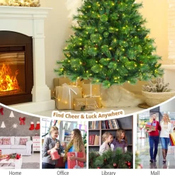 Cheap The Holiday Aisle Green Pine Christmas Tree With Led Lights And Pinecones