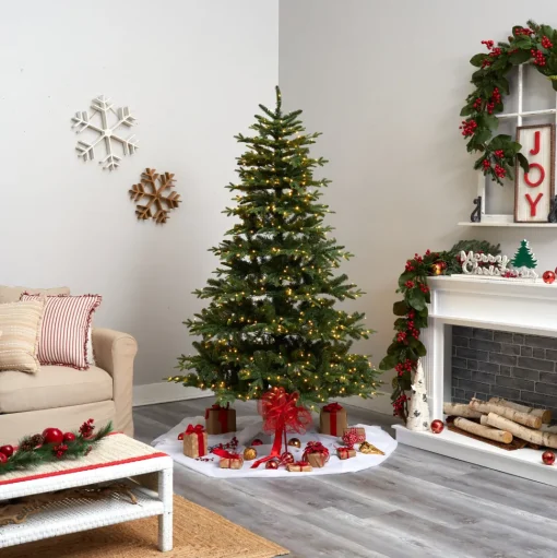 Flash Sale The Holiday Aisle Green Realistic Artificial Spruce Cashmere Christmas Tree With 650 Led Lights