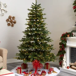 Flash Sale The Holiday Aisle Green Realistic Artificial Spruce Cashmere Christmas Tree With 650 Led Lights