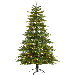 Flash Sale The Holiday Aisle Green Realistic Artificial Spruce Cashmere Christmas Tree With 650 Led Lights