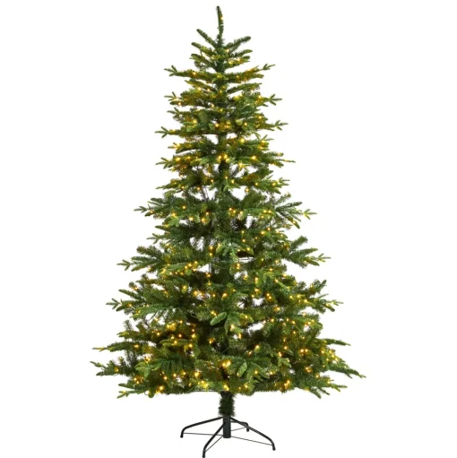 Flash Sale The Holiday Aisle Green Realistic Artificial Spruce Cashmere Christmas Tree With 650 Led Lights