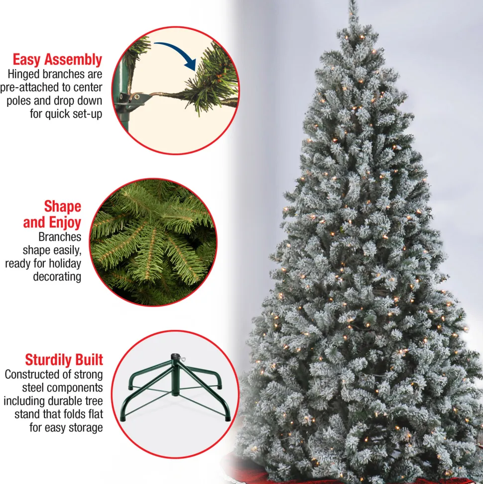 Discount The Holiday Aisle Green Spruce Flocked/Frosted Christmas Tree With 450 Lights