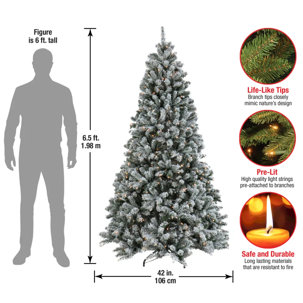 Discount The Holiday Aisle Green Spruce Flocked/Frosted Christmas Tree With 450 Lights