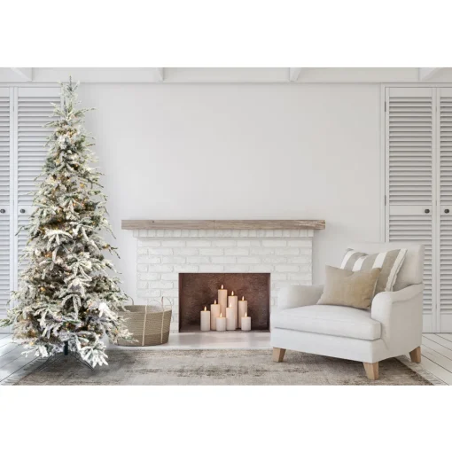 Hot Kelly Clarkson Home Green/White Realistic Artificial Pine Flocked/Frosted Christmas Tree With Lights