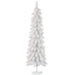 Store The Holiday Aisle Gwinda 4' H Slender White Pine Christmas Tree With 50 Lights