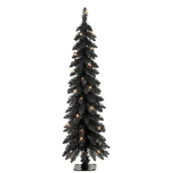 Store The Holiday Aisle Hailynn 4' H Slender Black Pine Christmas Tree With 50 Lights