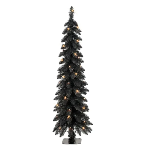 Store The Holiday Aisle Hailynn 4' H Slender Black Pine Christmas Tree With 50 Lights