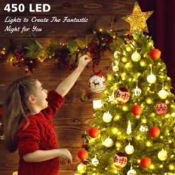 Store The Holiday Aisle Hinged 5' Green Fir Artificial Christmas Tree With 450 Clear And White Lights