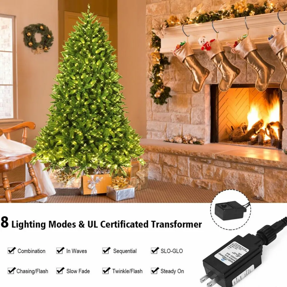 Store The Holiday Aisle Hinged 5' Green Fir Artificial Christmas Tree With 450 Clear And White Lights