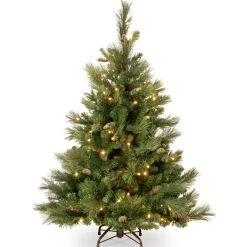 Clearance Steelside Isenhour Extra Full Green Tree Family Flocked/Frosted Christmas Tree And Pinecones