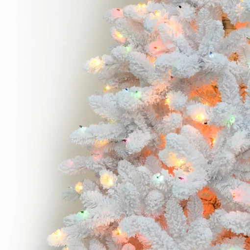 Outlet Martha Stewart Flocked White Spruce Artificial Christmas Tree With Multi-Color Lights