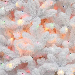 Outlet Martha Stewart Flocked White Spruce Artificial Christmas Tree With Multi-Color Lights