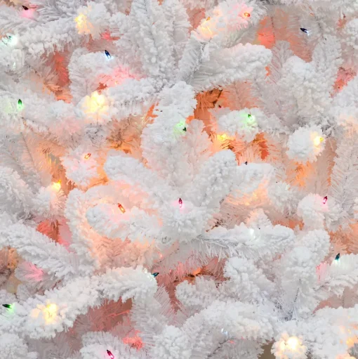 Outlet Martha Stewart Flocked White Spruce Artificial Christmas Tree With Multi-Color Lights