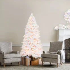 Outlet Martha Stewart Flocked White Spruce Artificial Christmas Tree With Multi-Color Lights