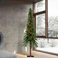 Cheap Steelside Natural Alpine 96'' Lighted Artificial Christmas Tree - Stand Included