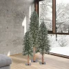 Online The Holiday Aisle Natural Bark Alpine 3 Piece Artificial Christmas Tree Set With 500 Warm White Led Lights
