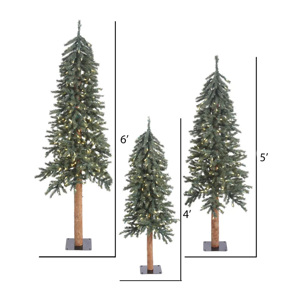 Online The Holiday Aisle Natural Bark Alpine 3 Piece Artificial Christmas Tree Set With 500 Warm White Led Lights