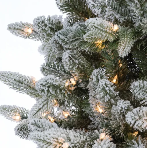 Sale The Holiday Aisle Natural Cut Flocked Mountain 7.5" Green Fir Artificial Christmas Tree With Clear White Lights