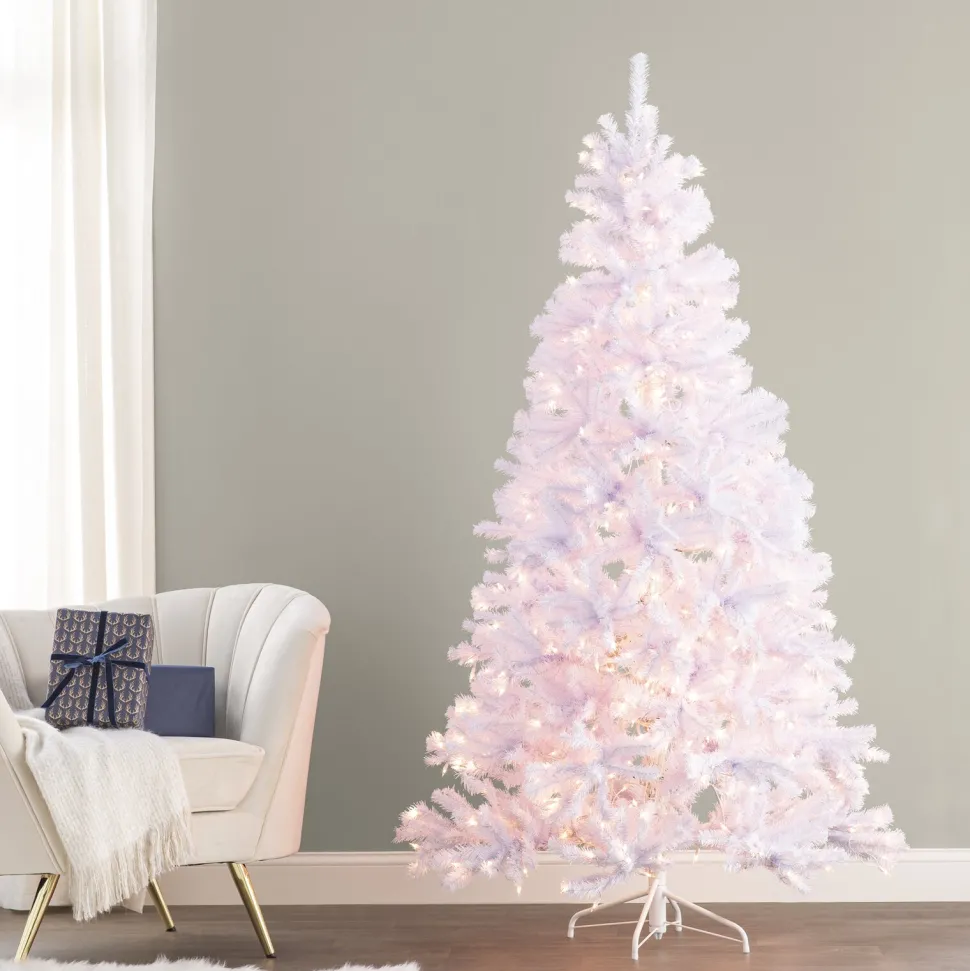 Sale Mercury Row North Valley 7' White Spruce Christmas Tree With 550 Clear/White Lights