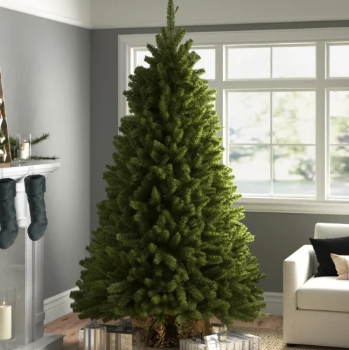 Cheap Three Posts North Valley Lighted Artificial Green Spruce Christmas Tree - Stand Included