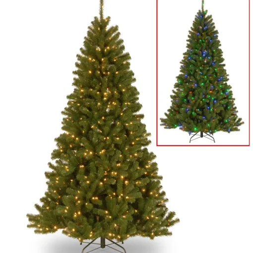 Cheap Three Posts North Valley Lighted Artificial Green Spruce Christmas Tree - Stand Included