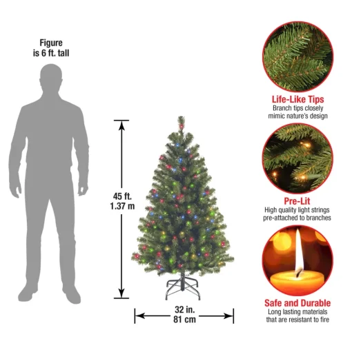 Clearance Three Posts North Valley Lighted Artificial Spruce Christmas Tree