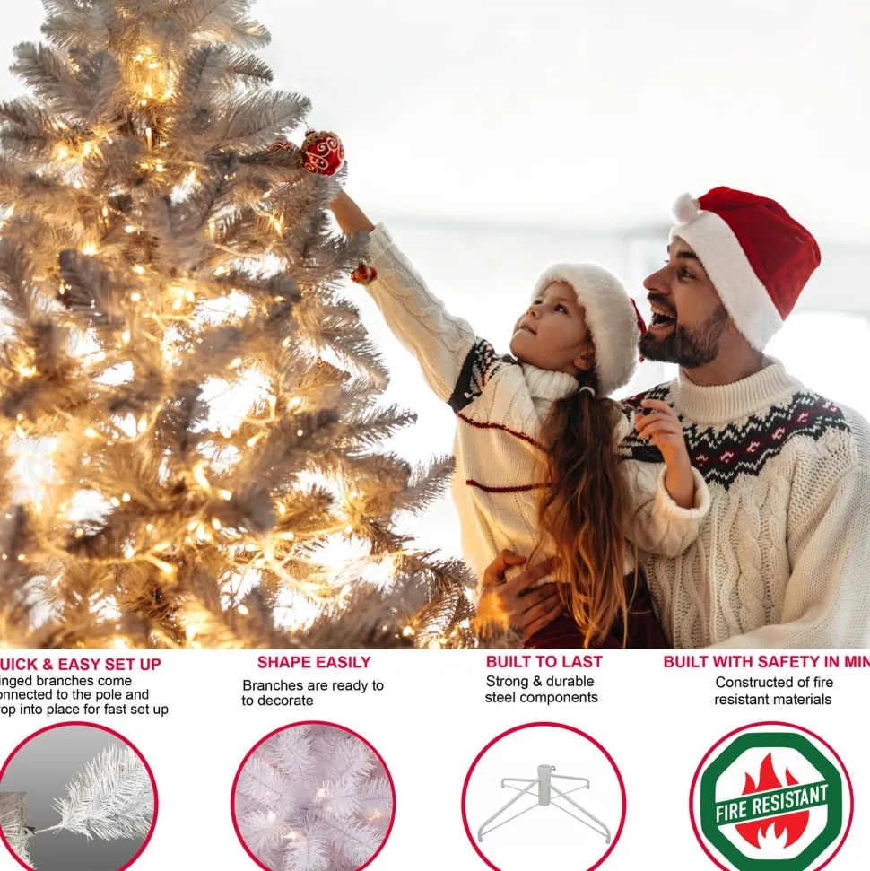 Sale The Holiday Aisle Northern Artificial White Fir Trees Christmas Tree With Clear/White Lights