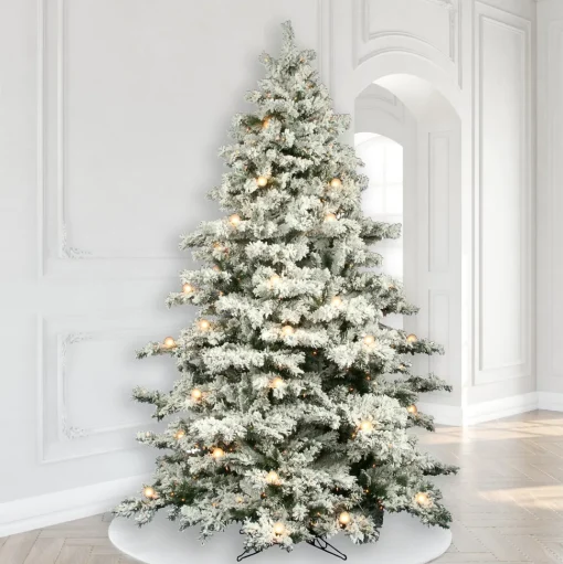 Best Mercury Row Oakman 9' H Extra Full White/Green Artificial Spruce Christmas Tree With 950 Incandescent Lights