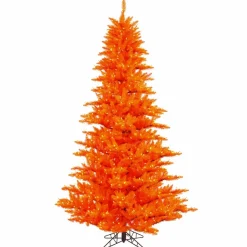 Hot Millwood Pines Orange Fir 3' Artificial Christmas Tree With 100 Led Orange Lights With Stand With Stand